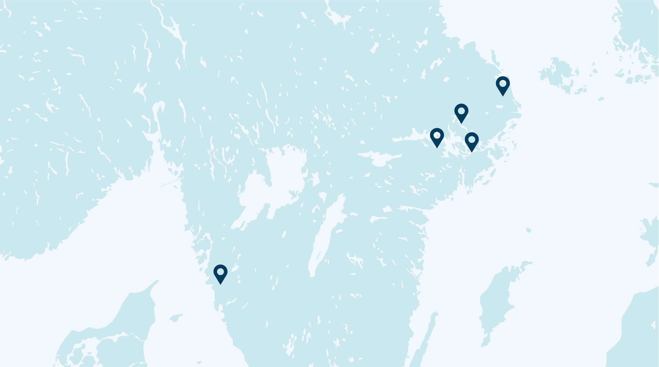 Karta över Distriktstandvårdens kliniker i Stockholm, Uppsala och Göteborg